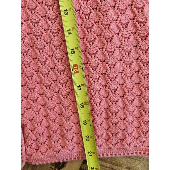 L.L Bean Linen Blend Basketweave Cardigan Sweater Women's Size L Coral - Picture 6 of 10